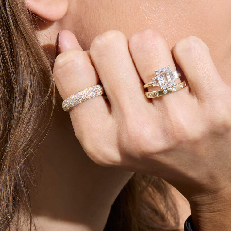 Image of 14K Yellow Gold First Spark LAB-Created Diamond Eternity Ring with Stone and Strand Rings