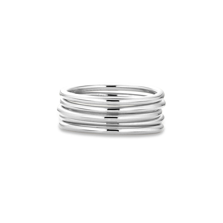 Stone and Strand 10K White Gold Five Golden Rings Front Image