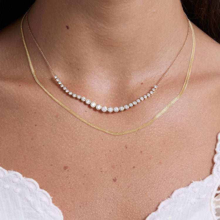 Image of 14K Yellow Gold Flat Arrow Chain Necklace with Stone and Strand Necklaces