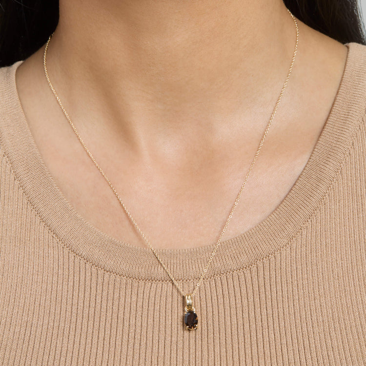 Image of 14K Yellow Gold Focused Mood Charm on Models Neck