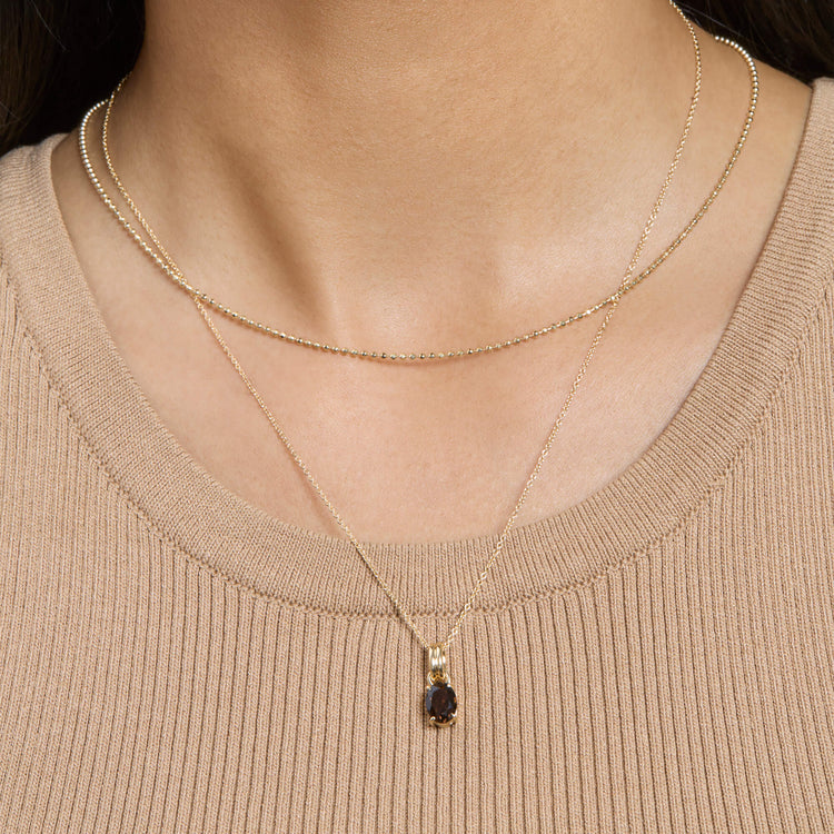 Image of 14K Yellow Gold Focused Mood Charm with Stone and Strand Necklaces