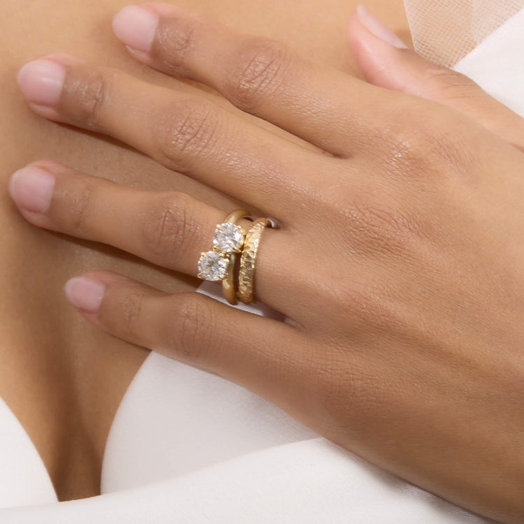 Image of 14K Yellow Gold Folklore Band with Stone and Strand Rings