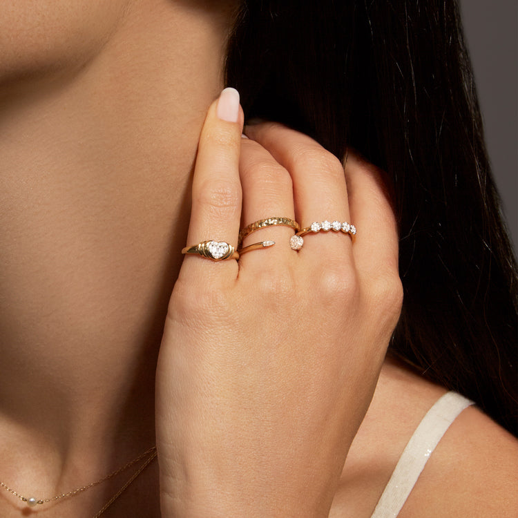 Image of 14K Yellow Gold Folklore Band with Stone and Strand Rings