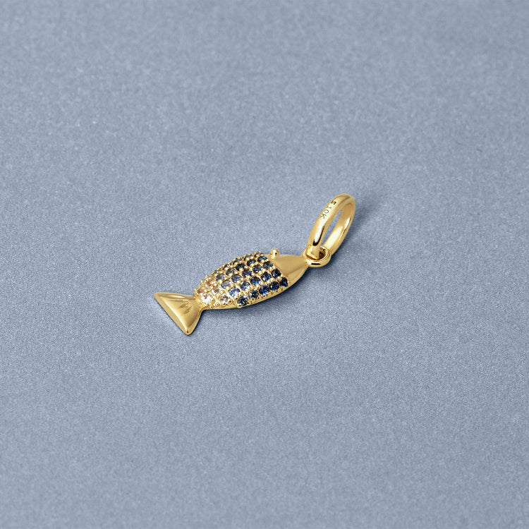 Stone and Strand 10K Yellow Gold Fortune Fish Charm Editorial Image