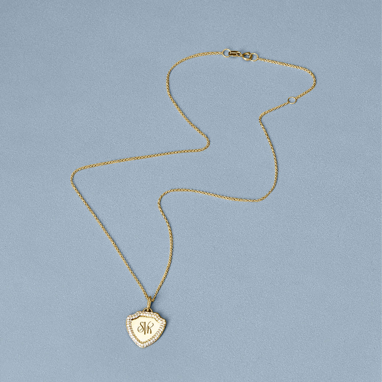 Stone and Strand 14K Yellow Gold Founding Member Diamond Crest Necklace Editorial Image