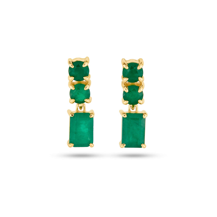 Stone and Strand 14K Yellow Gold Full Volume Emerald Drop Earrings Front Image