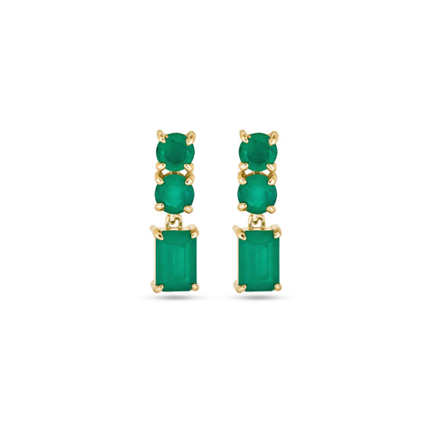 Stone and Strand 14K Yellow Gold Full Volume Emerald Drop Earrings Front Image