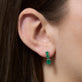 Image of 14K Yellow Gold Full Volume Emerald Drop Earrings on Models Ear