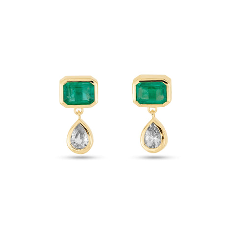 Stone and Strand 14K Yellow Gold Full Volume Emerald Luxe Drop Earrings Front Image