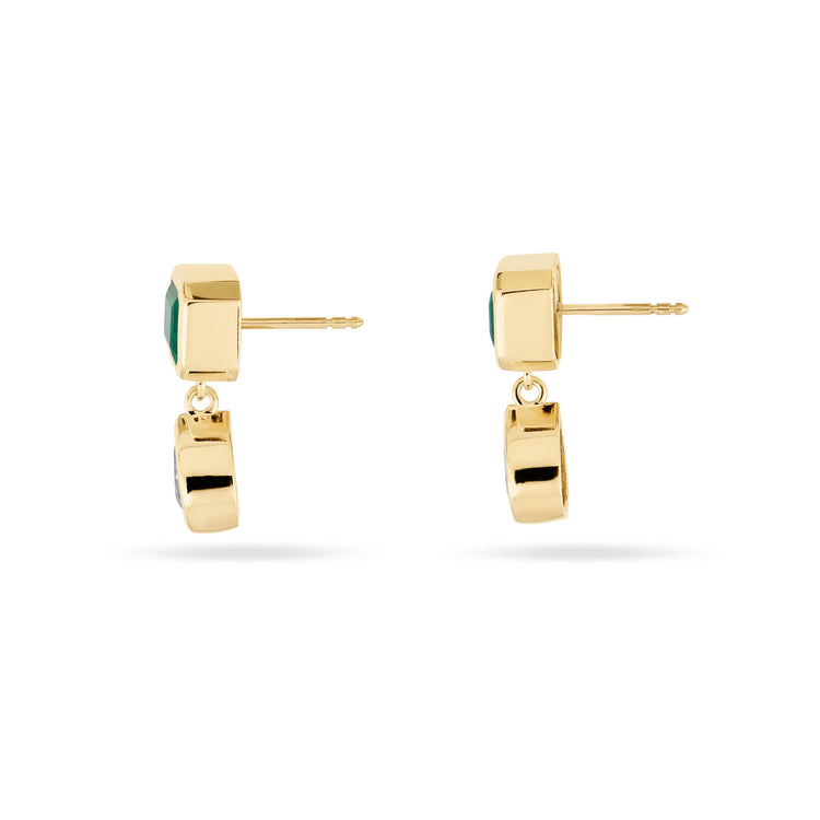 Stone and Strand 14K Yellow Gold Full Volume Emerald Luxe Drop Earrings Side Image