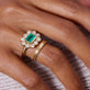 Image of 14K Yellow Gold Full Volume Emerald Luxe Vintage Ring with Stone and Strand Rings