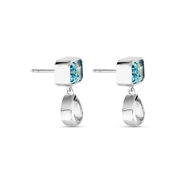 Stone and Strand 14K White Gold Full Volume Le Bleu Drop Earrings Side Image