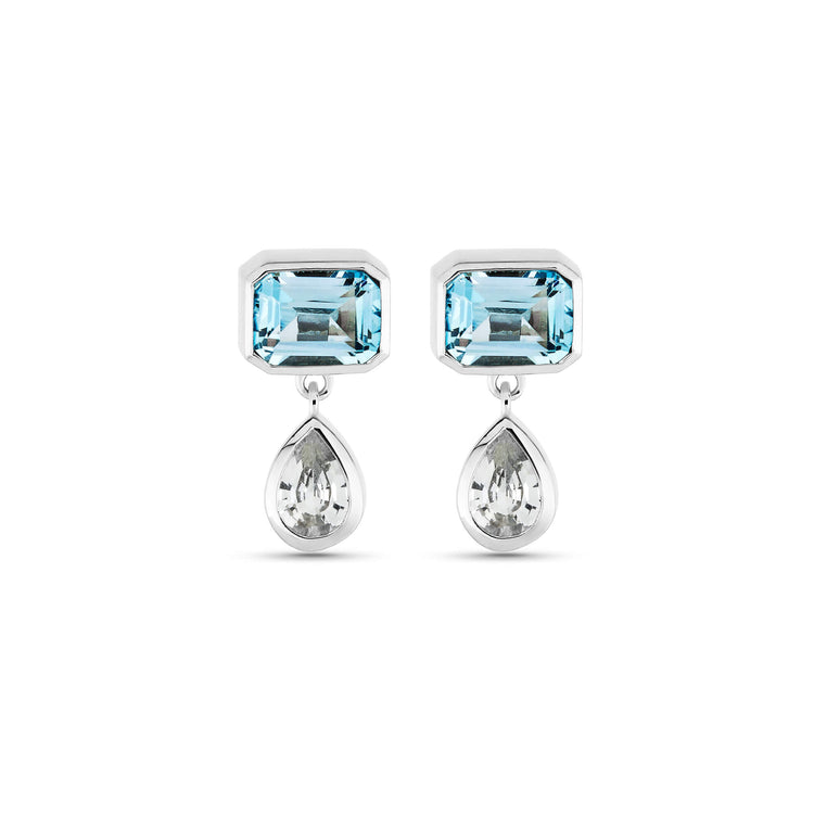 Stone and Strand 14K White Gold Full Volume Le Bleu Drop Earrings Front Image