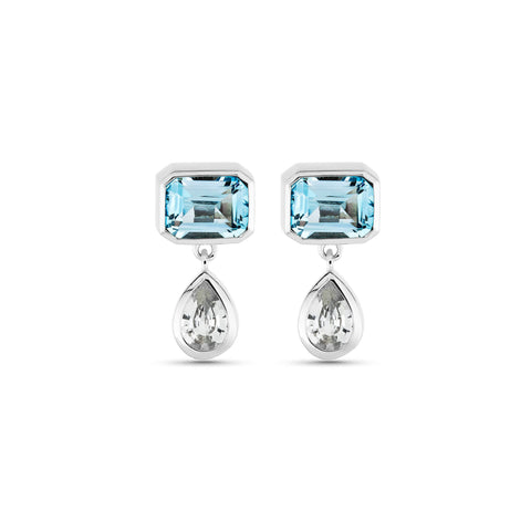 Stone and Strand 14K White Gold Full Volume Le Bleu Drop Earrings Front Image