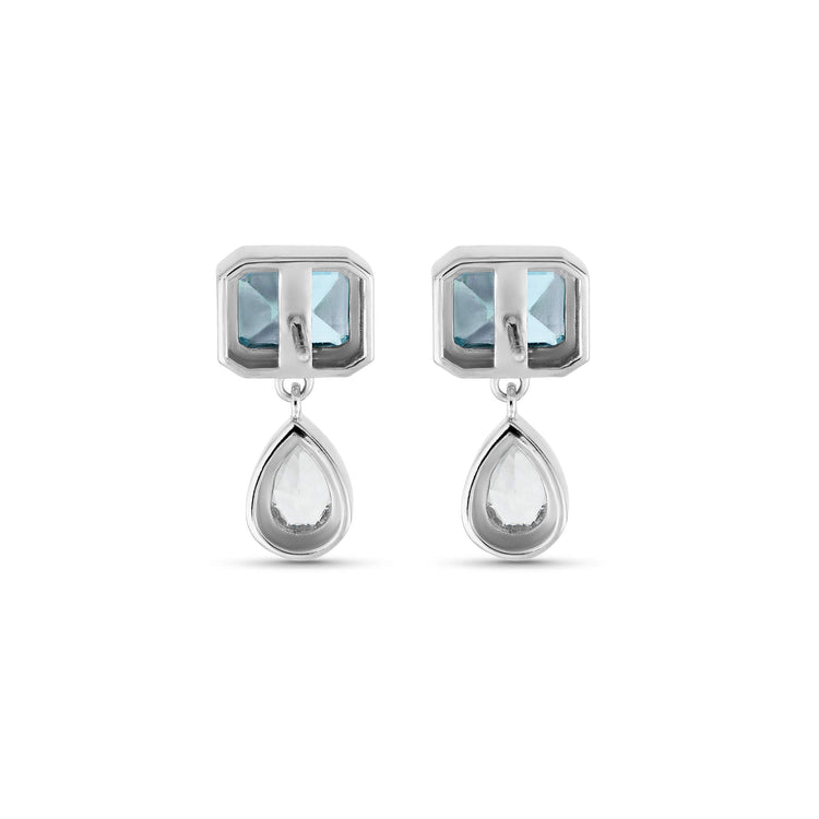 Stone and Strand 14K White Gold Full Volume Le Bleu Drop Earrings Rear Image