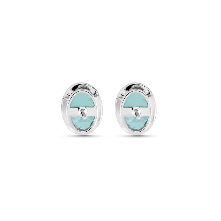 Stone and Strand 14K White Gold Full Volume Le Bleu Oval Stud Earrings Rear Image