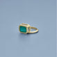 Stone and Strand 14K Yellow Gold Full Volume Offset Emerald Luxe Ring Editorial Image
