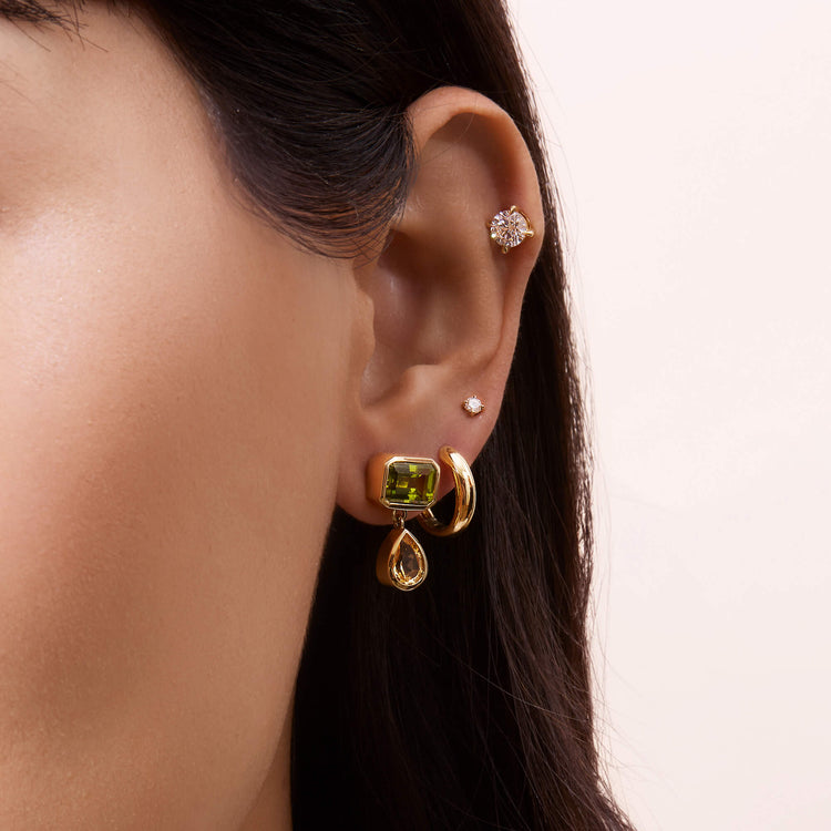 Image of 14K Yellow Gold Full Volume Pellicano Spritz Drop Earrings with Stone and Strand Earrings