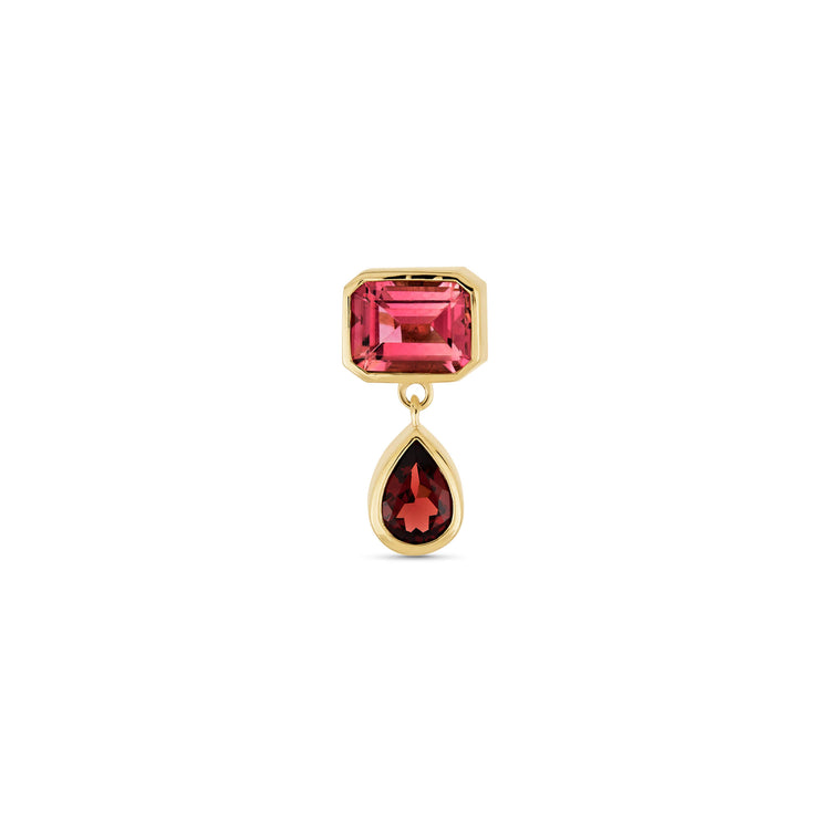 Stone and Strand 14K Yellow Gold Full Volume Pink Power Drop Earrings Front Single Image