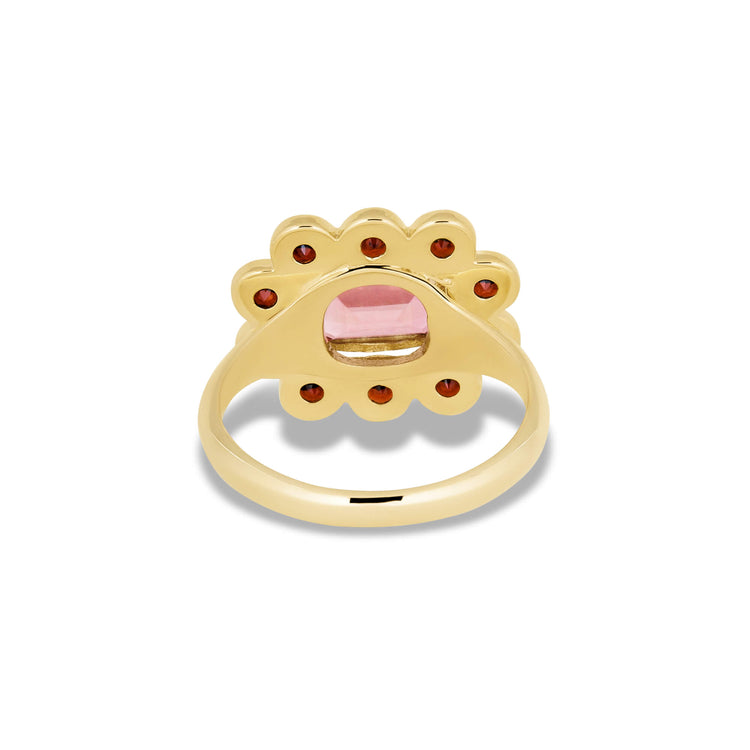 Stone and Strand 14K Yellow Gold Full Volume Pink Power Vintage Ring Rear Image