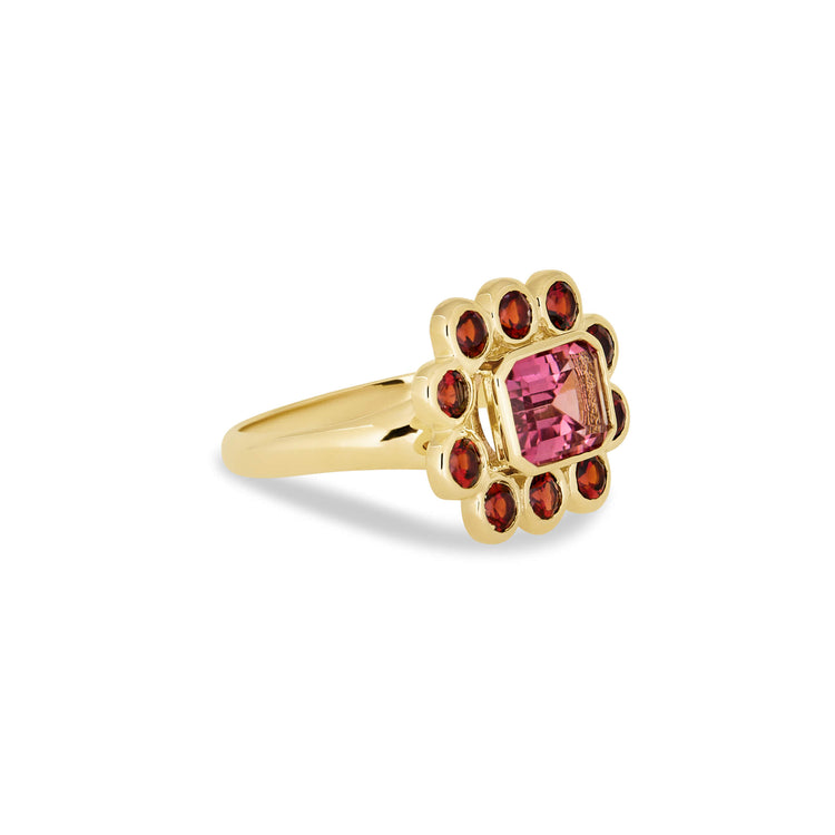 Stone and Strand 14K Yellow Gold Full Volume Pink Power Vintage Ring Side Image