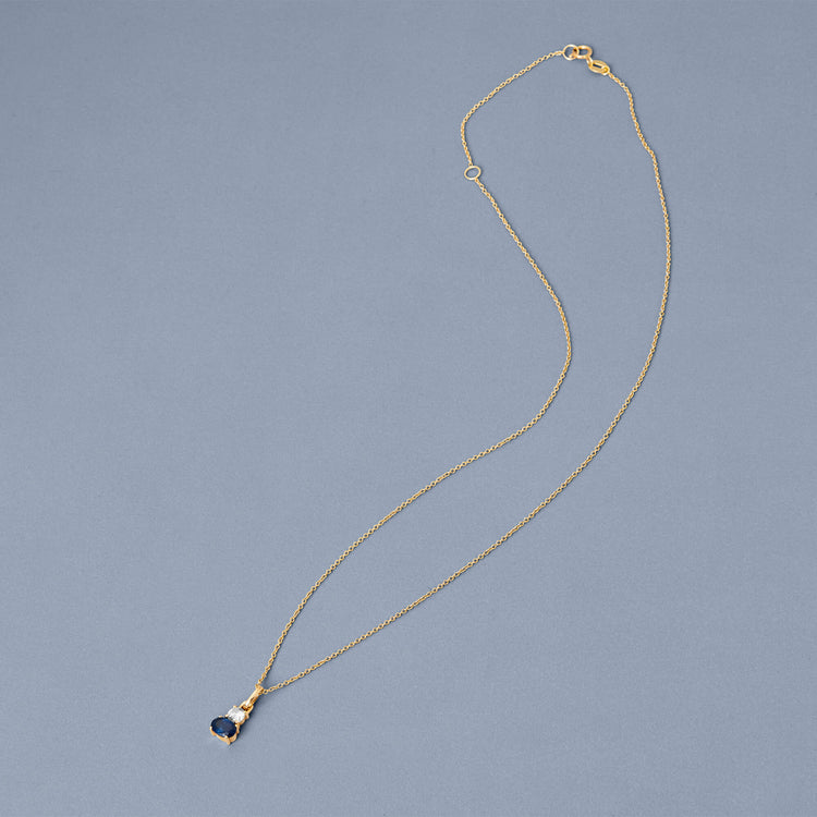 Stone and Strand 14K Yellow Gold Full Volume Sapphire White Diamond Necklace Editorial Image
