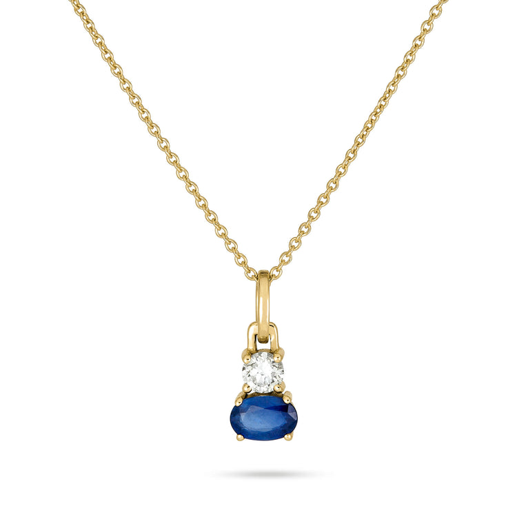 Stone and Strand 14K Yellow Gold Full Volume Sapphire White Diamond Necklace Front Image