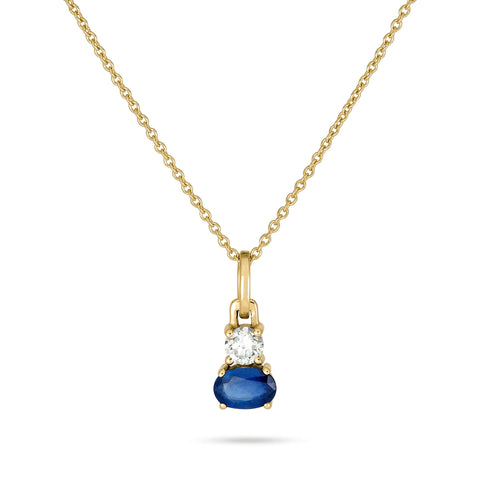 Stone and Strand 14K Yellow Gold Full Volume Sapphire White Diamond Necklace Front Image