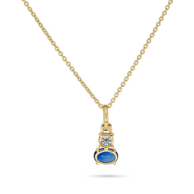 Stone and Strand 14K Yellow Gold Full Volume Sapphire White Diamond Necklace Rear Image