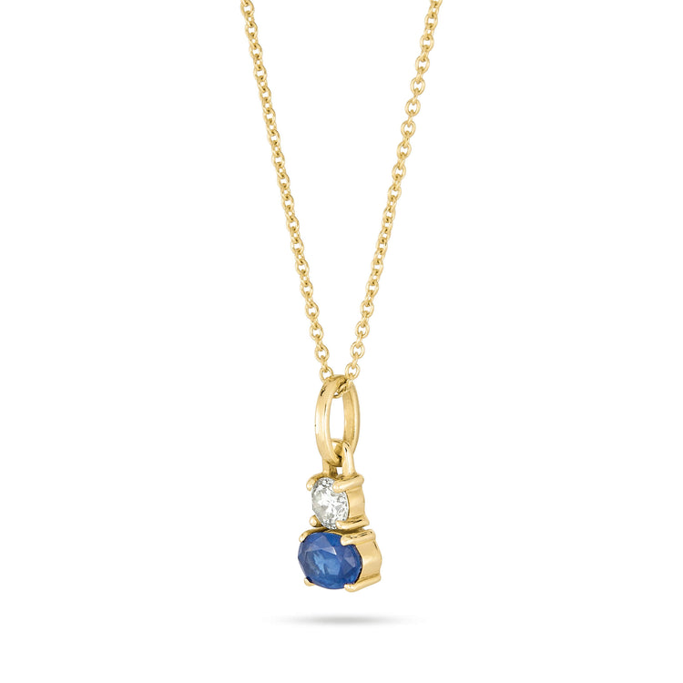Stone and Strand 14K Yellow Gold Full Volume Sapphire White Diamond Necklace Side Image