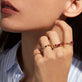 Image of 14K Yellow Gold Gentle Wave Band with Stone and Strand Rings
