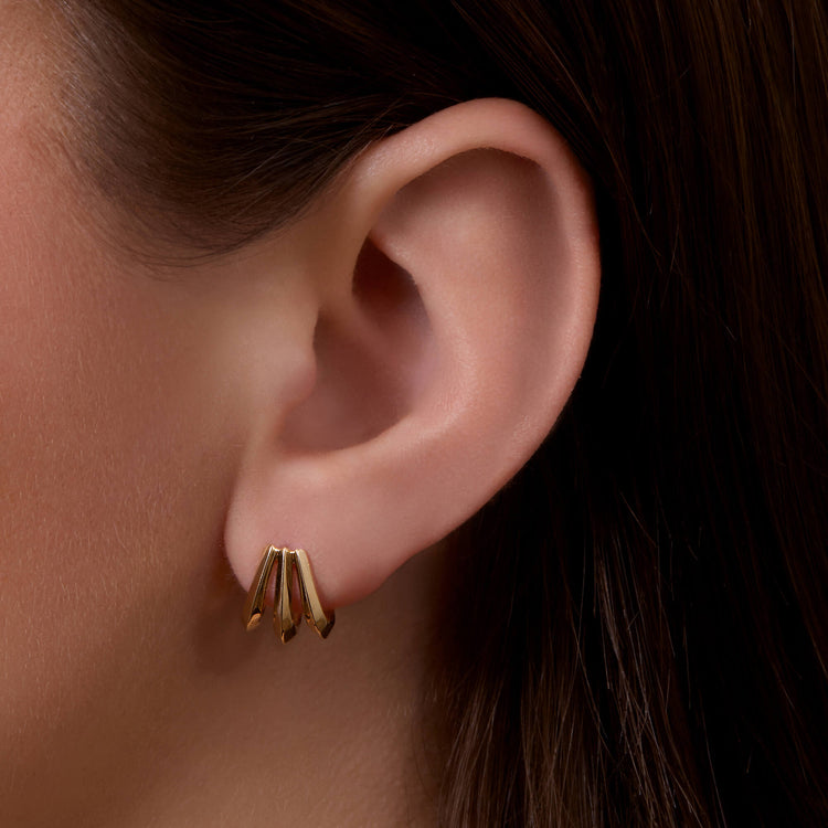 Image of 14K Yellow Gold Gitane Gold Cuff Earrings on Models Ear
