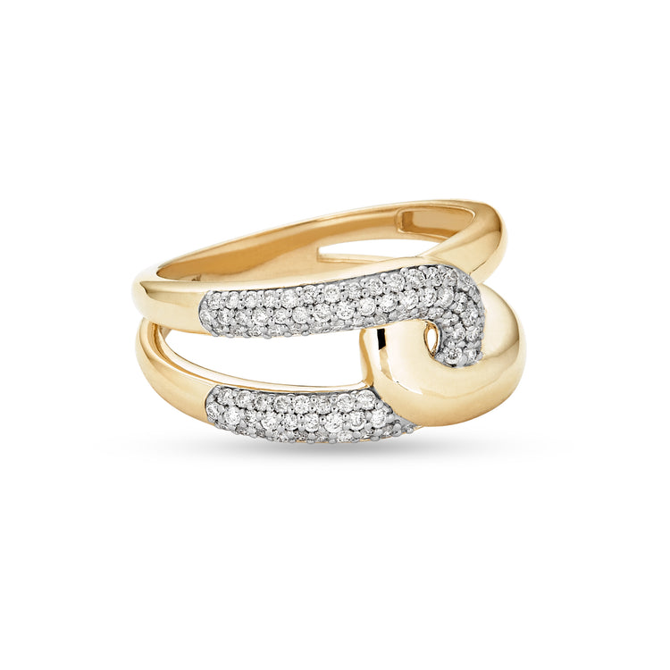 Stone and Strand 10K Yellow Gold Gold and Pave Interlocked Link Ring Side Image