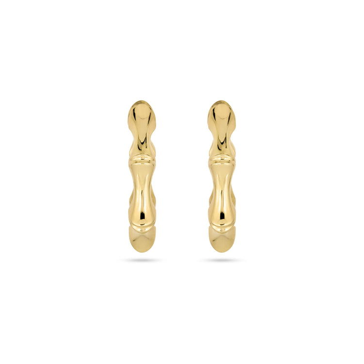 Stone and Strand 14K Yellow Gold Gold Bamboo Huggies Front Image