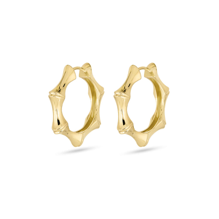 Stone and Strand 14K Yellow Gold Gold Bamboo Huggies Rear Image