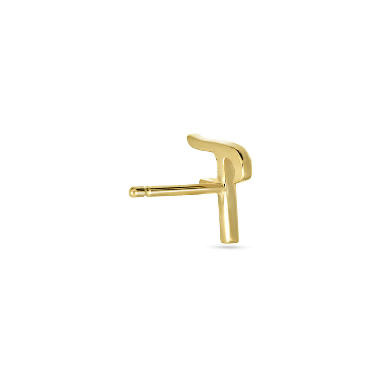 Stone and Strand 10K Yellow Gold Gold Cursive Initial Stud Rear F Image