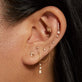 Image of 10K Yellow Gold Gold Cursive Initial Stud with Stone and Strand Earrings