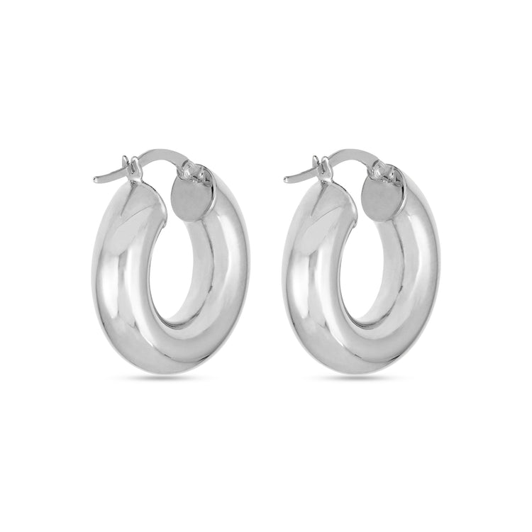 Stone and Strand 10K White Gold Gold Doughnut Hoops Rear Image