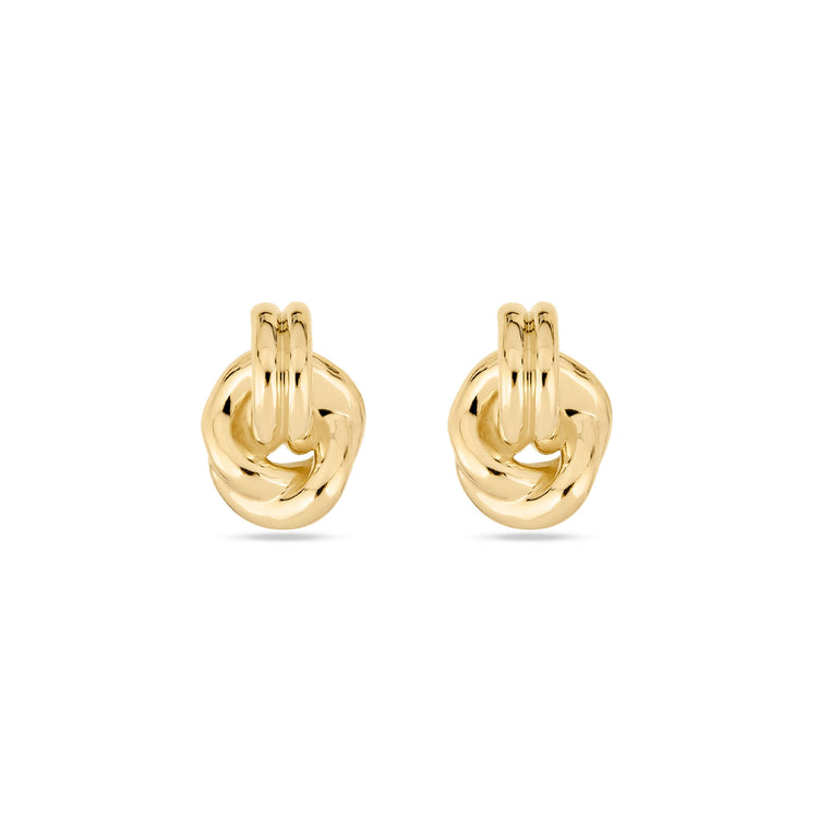 Stone and Strand 14K Yellow Gold Forme Dainty Knot Studs Front Image