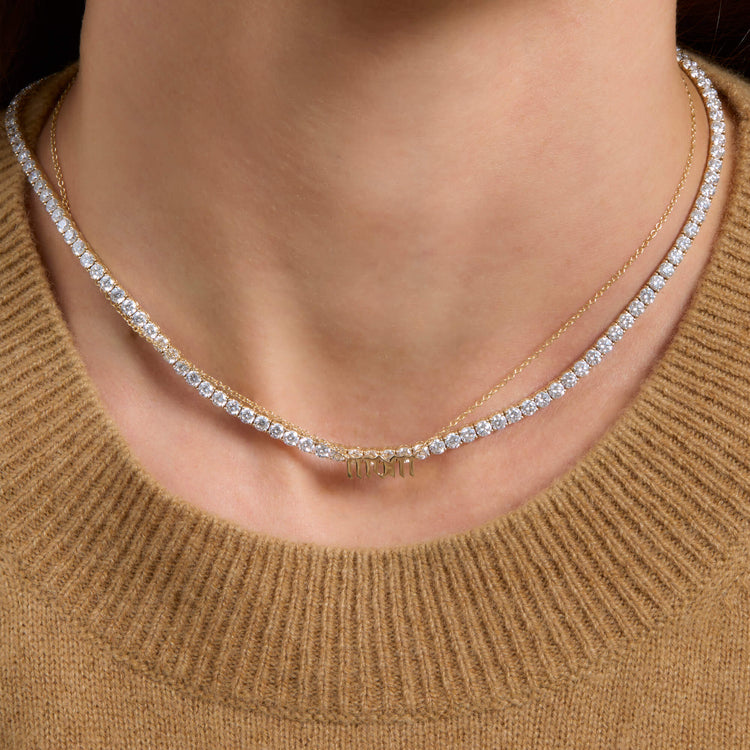 Image of 14K Yellow Gold Gold Gothic Mom Choker Necklace with Stone and Strand Necklaces