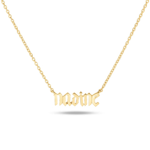 Stone and Strand 14K Yellow Gold Gold Gothic Nameplate Choker Front Image