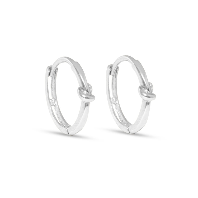 Stone and Strand 10K White Gold Gold Knot Huggies Side Image