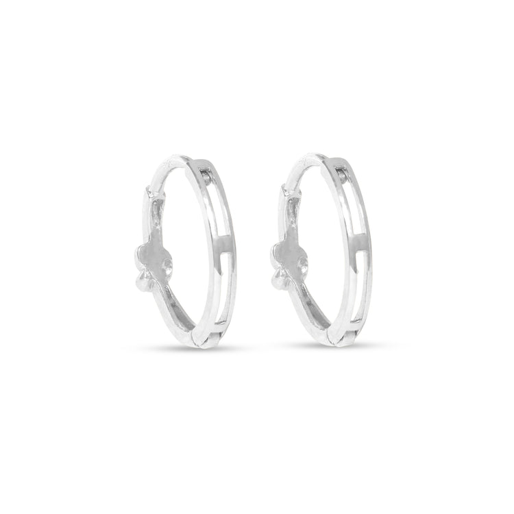 Stone and Strand 10K White Gold Gold Knot Huggies Rear Image