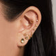 Image of 14K Yellow Gold Small Gold Puff Heart Stud Earrings with Stone and Strand Earrings