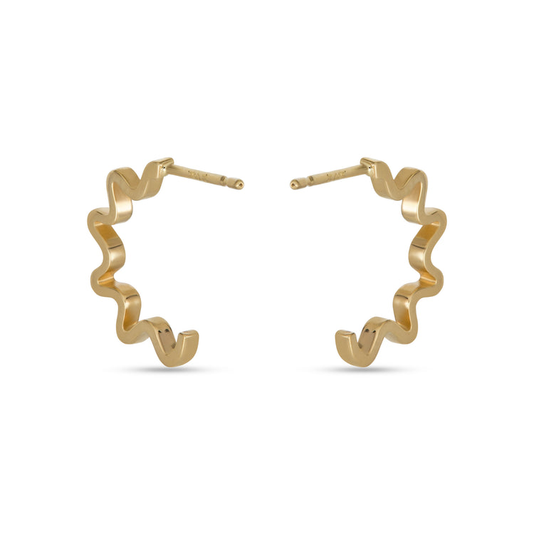Stone and Strand 10K Yellow Gold Gold Scribble Hoops Rear Image