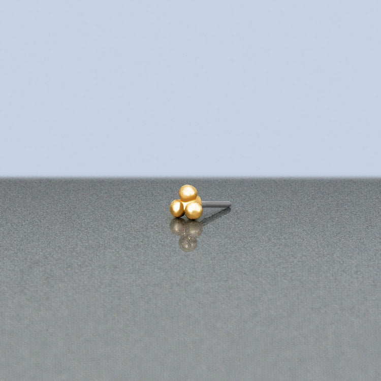 Stone and Strand 14K Yellow Gold Gold Trio Push Pin Flat Back Editorial Image