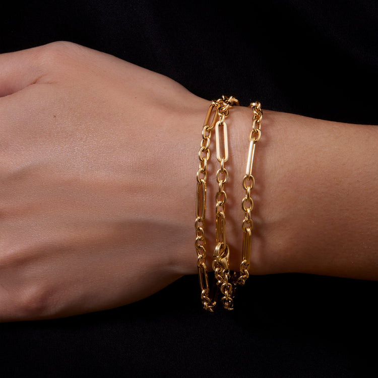Image of 14K Yellow Gold Gold Vintage Link Pivot Chain on Models Arm