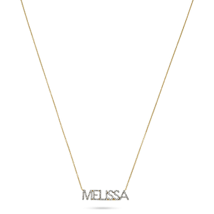 Stone and Strand 14K Yellow Gold Good Girl Name Diamond Necklace Front Image