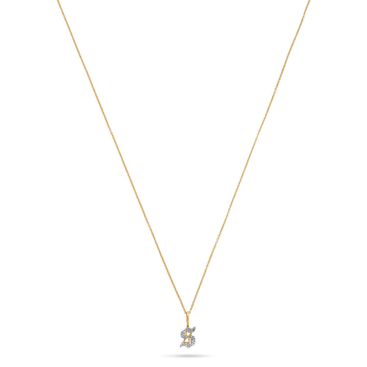 Stone and Strand 14K Yellow Gold Gothic Pave Initial Necklace Image