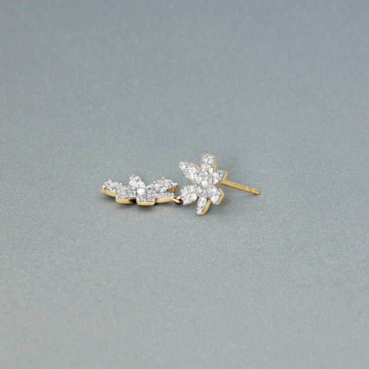 Stone and Strand 14K Yellow Gold Grand Magnolia Diamond Drop Earrings Editorial Image